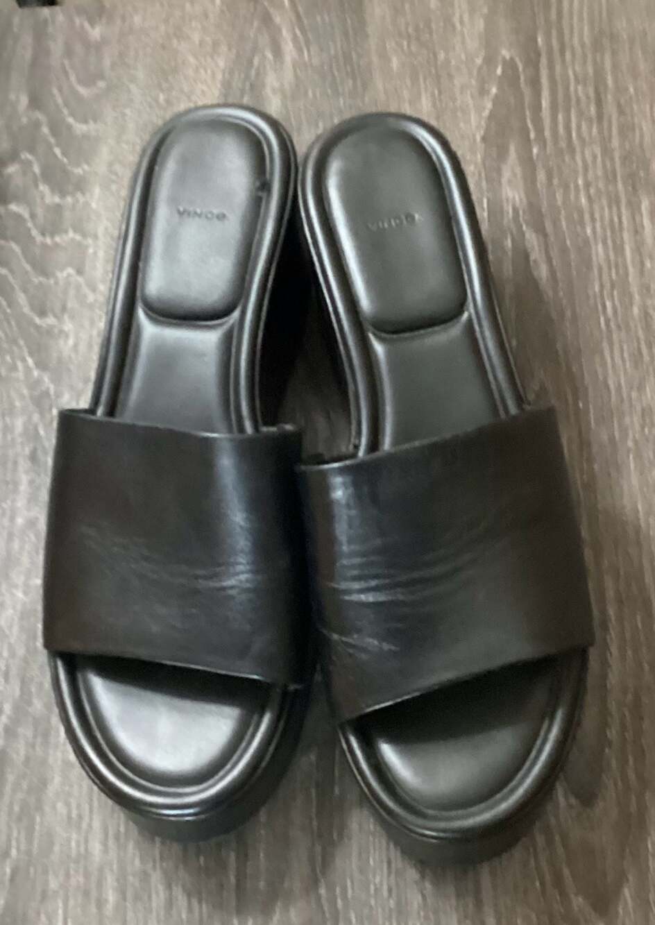Vince Women's Platform Slide Sandals in Black Leather